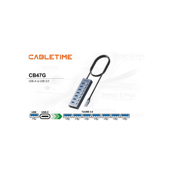 ADAPTADOR HUB CABLETIME CB47G 7pt USB3.0 USB-C