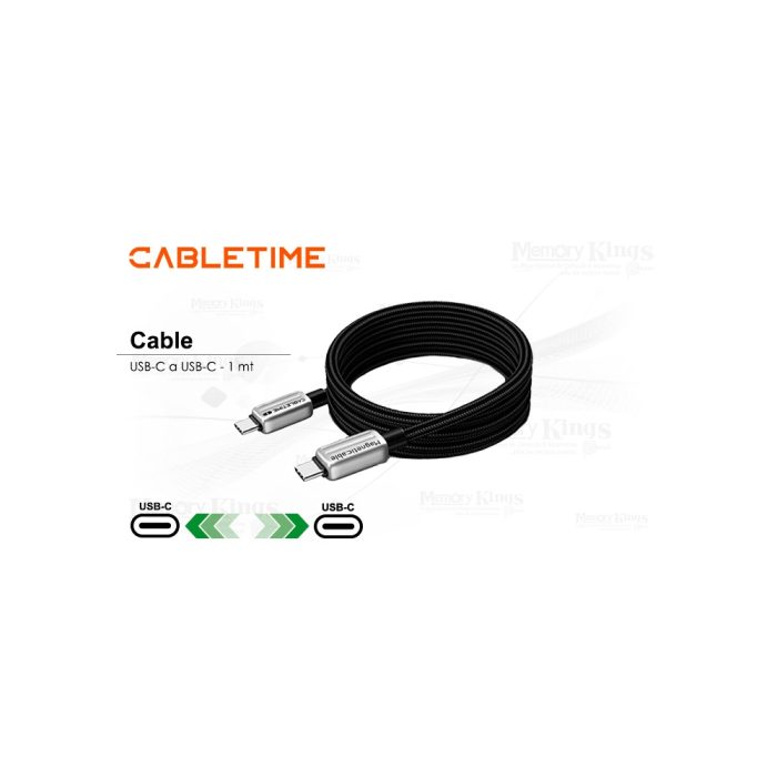 CABLE USB-C a USB-C 1mt CABLETIME CU08H 240W BK