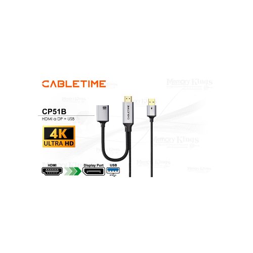 ADAPTADOR HDMI a DP USB-A CABLETIME CP51B 4K 60HZ