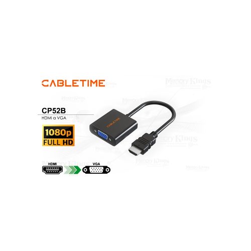 ADAPTADOR HDMI a VGA HEMBRA CABLETIME CP52B 1080p