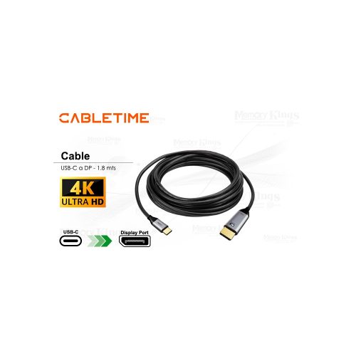 CABLE USB-C a DP 1.8mts CABLETIME CC20K 4K 60HZ