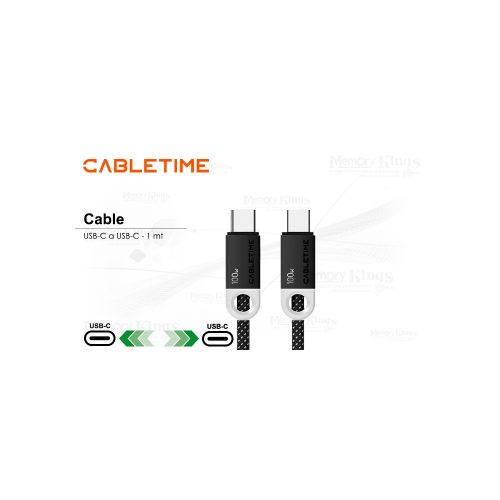 CABLE USB-C a USB-C 1mt CABLETIME CUP1H 100W BLACK