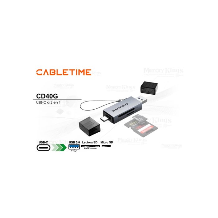 LECTOR GRABADOR MEMORY CARD CABLETIME CD40G 2IN1