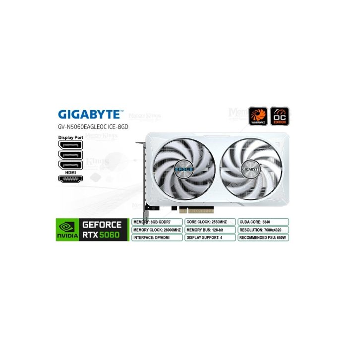 GEFORCE RTX 5060 8GB 128 bit GIGABYTE EAGLE OC ICE