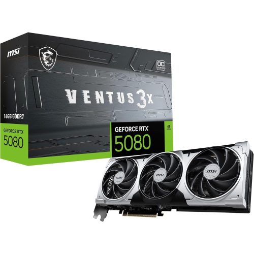 Tarjeta de video MSI RTX 5080 16GB Ventus 3X OC, HDMI y DP, alto rendimiento para gamers y creadores