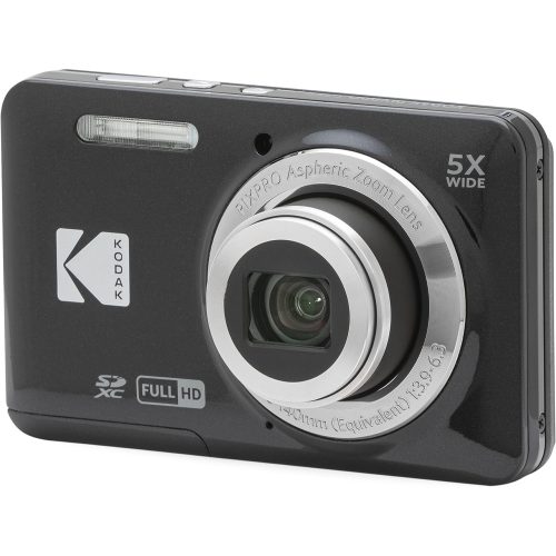 Cámara digital Kodak Pixpro FZ55 HD 16 MP, zoom óptico 5X y gran angular de 28 mm en color negro