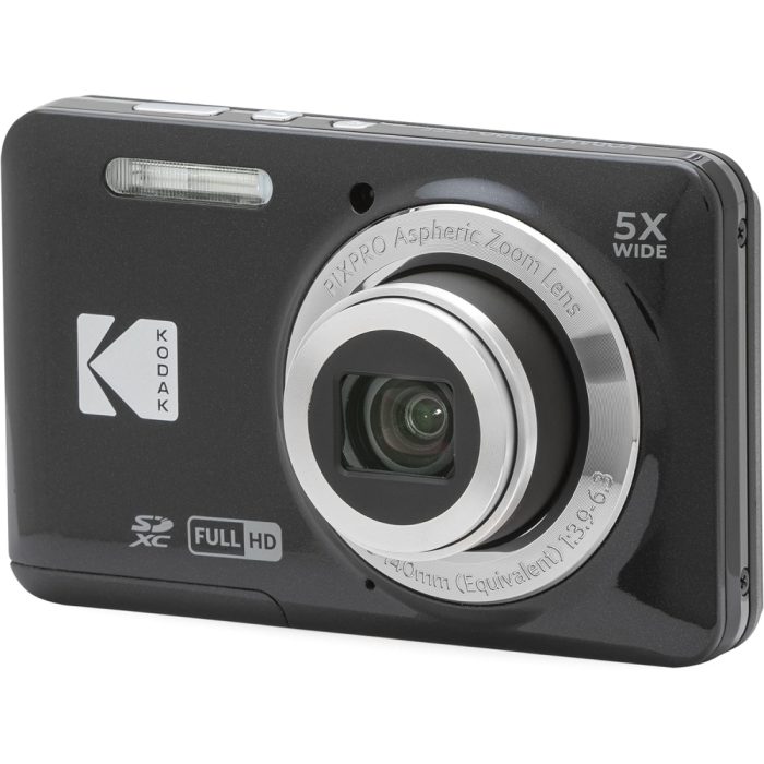 Cámara digital Kodak Pixpro FZ55 HD 16 MP, zoom óptico 5X y gran angular de 28 mm en color negro