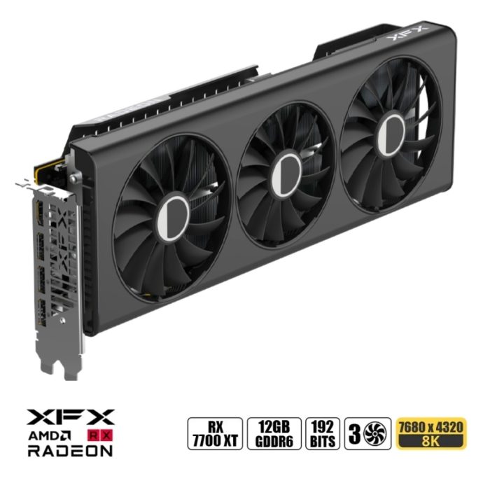 Tarjeta gráfica XFX Radeon RX 7700 XT, 12GB, 192 bit, alto rendimiento para gaming