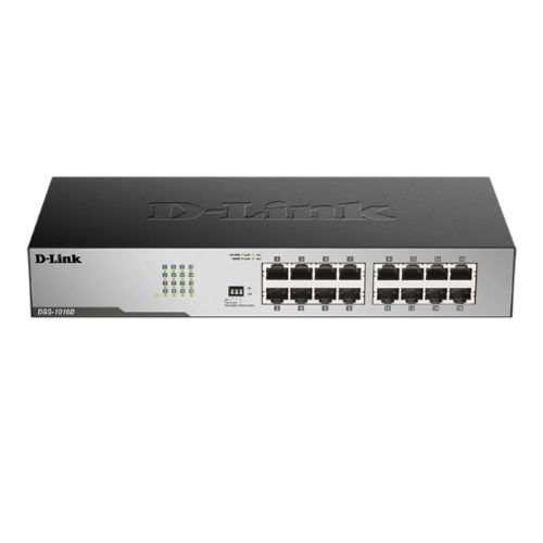 Switch D-Link DGS-1016D de 16 puertos 10/100/1000 Mbps, no gestionable, ideal para redes domésticas y de oficina