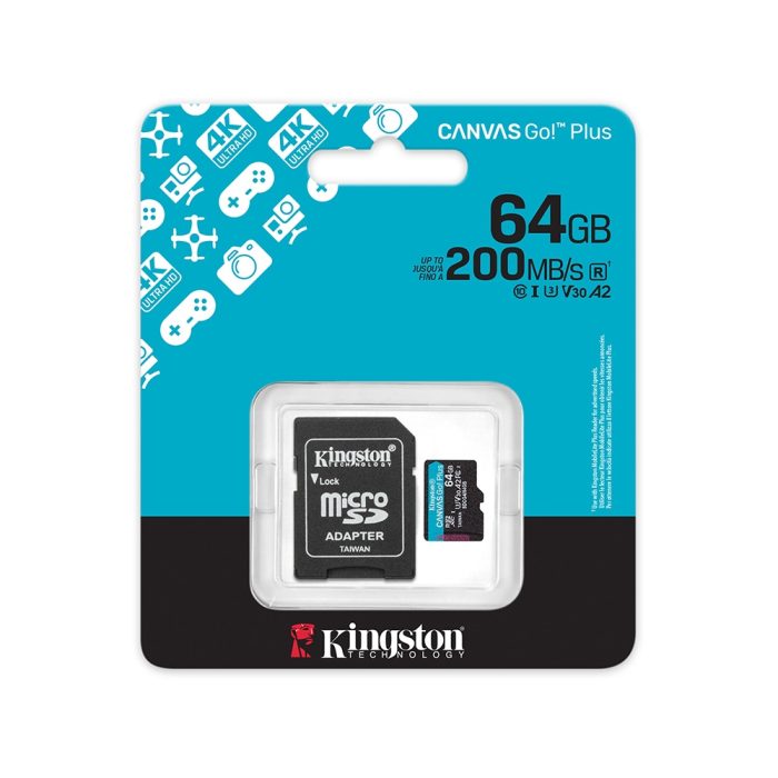 64GB microSDXC Canvas Go Plus Gen4 200MB/s A2 U3 V30 Card + Adapter