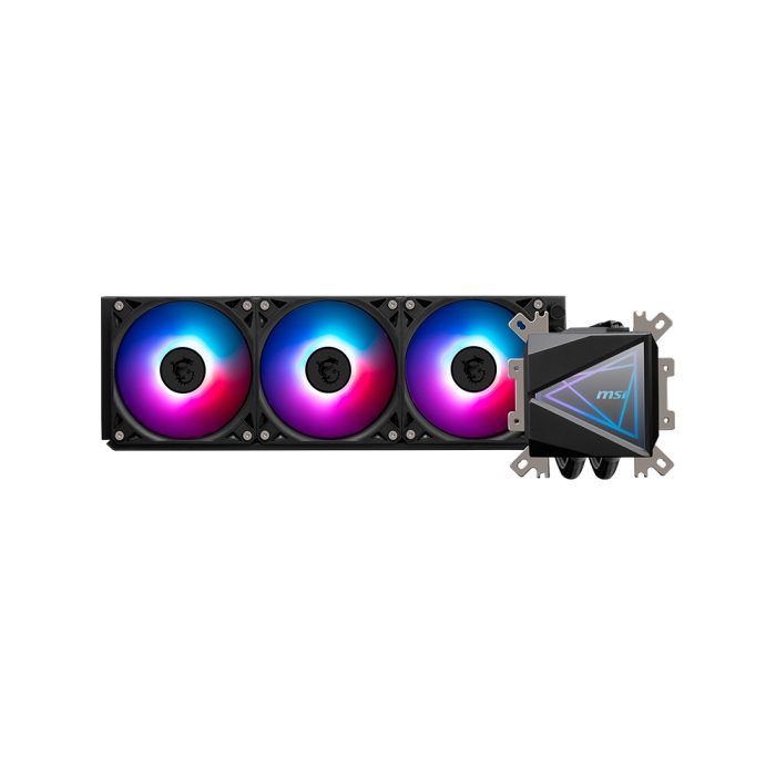 Refrigerador líquido MSI MAG CoreLiquid I360, eficiente, 360 mm, RGB y refrigeración superior para PC.