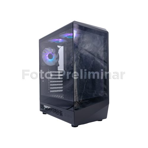 Case gamer TEROS TE-1321G, Mid Tower, USB 3.0 / USB 2.0, audio, ventilador ARGB, negro