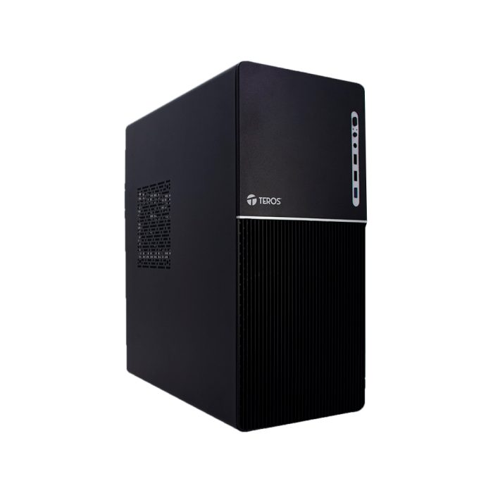Caja ATX Teros TE-1037S negra con fuente de 250W, USB 3.0 y audio, ideal para tu PC gaming.