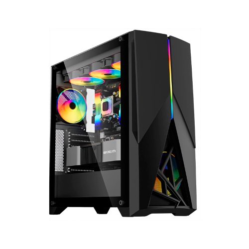 Case gamer TEROS TE-1174N, Mid Tower, USB 3.0 / USB 2.0, audio, ventilador ARGB, negro