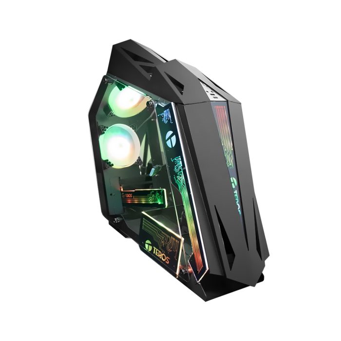 Caja gamer Teros TE-1314G mid tower negra con ventilador ARGB, USB 3.0 y audio integrado