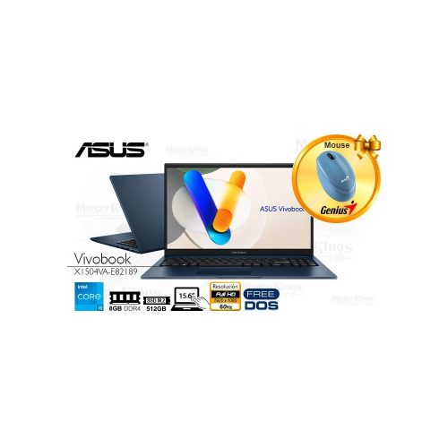 LAPTOP Core i5 1334U ASUS Vivobook 15 BLUE X1504VA-E82189 8|512|15.6" grafica Intel Iris Xe, con pantalla Táctil