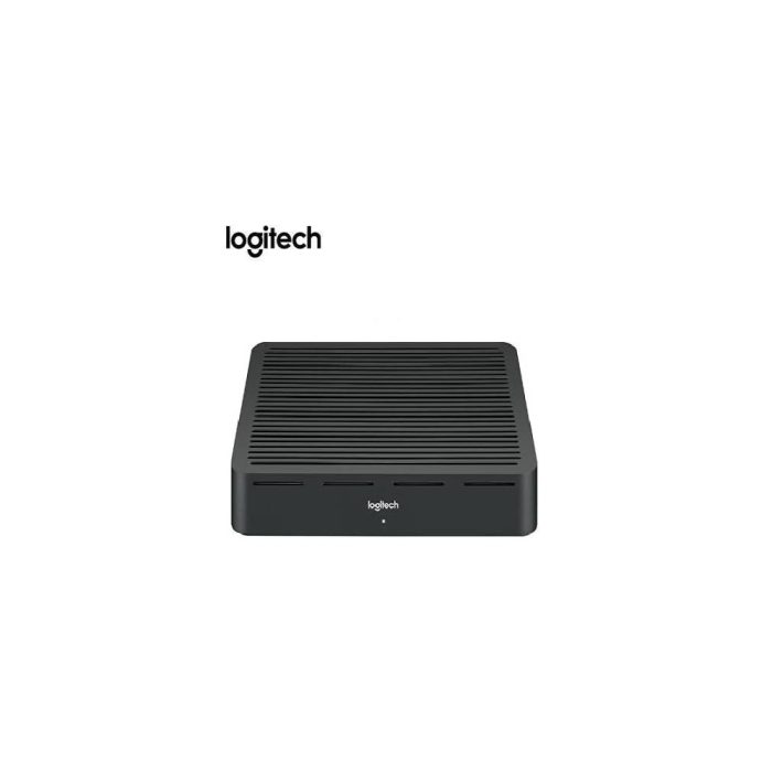 Hub Logitech Rally Table - Conexión ultra HD, diseño negro elegante, ideal para videoconferencias.