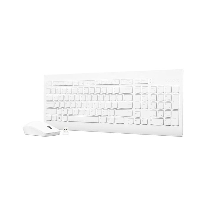 Combo de teclado y mouse inalámbricos Lenovo 510 en color blanco - Ergonomía y estilo para tu escritorio