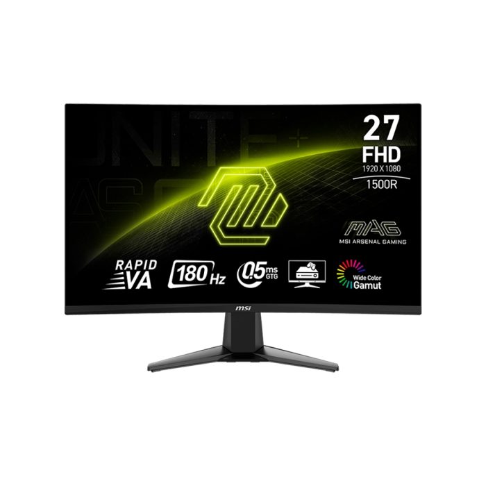 Monitor curvo gaming MSI MAG-27C6F, 27" FHD Rapid VA, 180 Hz, 0.5 ms, HDMI, DP