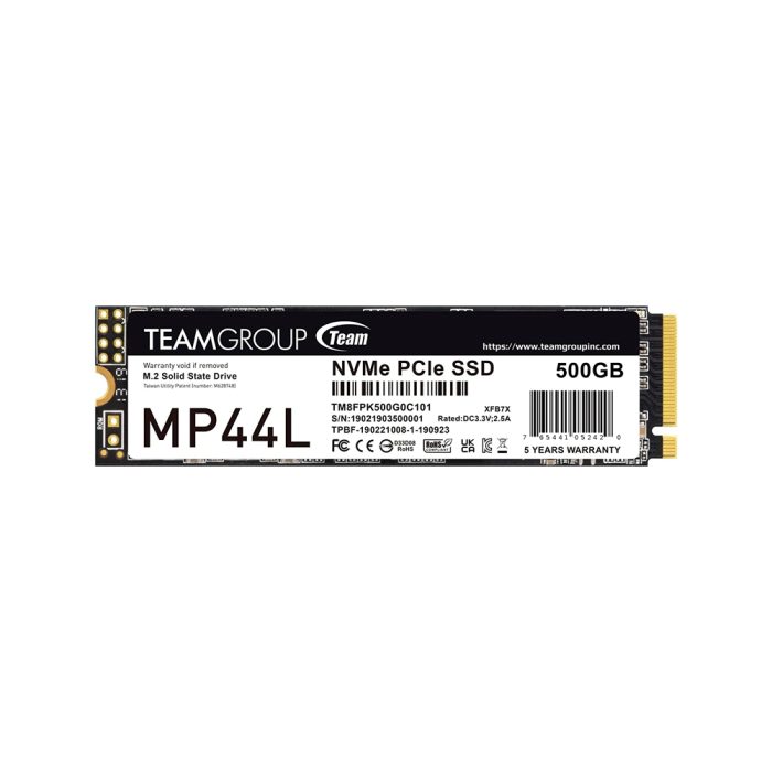 Unidad de estado solido TEAMGROUP MP44L 500GB, M.2, PCI-E 4.0 x4 con NVMe 1.4
