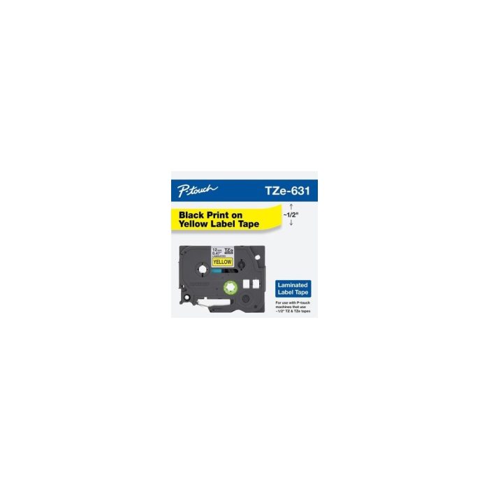 Cinta laminada Brother TZe631 12mm x 8m negra sobre amarilla - Ideal para etiquetado duradero