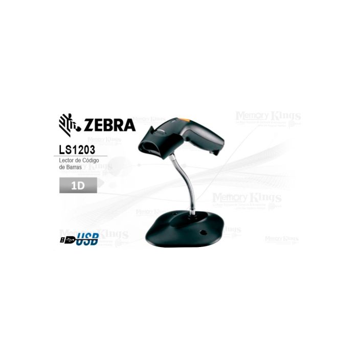Lector de códigos de barras Zebra LS1203 1D, láser USB, compacto y eficiente para tu negocio