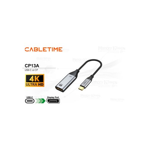 Adaptador USB-C a DisplayPort CABLETIME CP13A 4K 60Hz - Conexión rápida y calidad superior