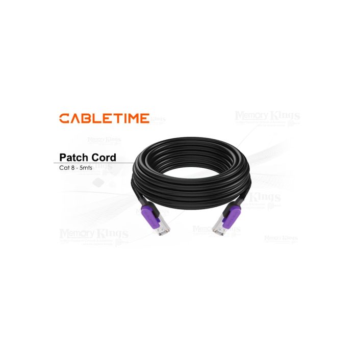 Cable de red Cat-8 CABLETIME de 5 metros - Alta velocidad y rendimiento óptimo para tu conexión