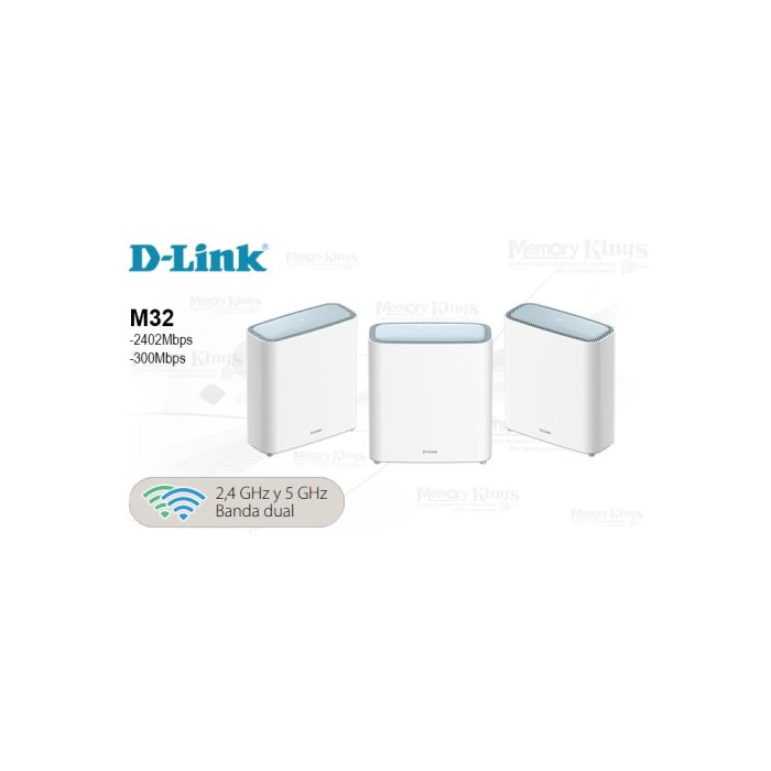 Router D-Link Mesh M32 AX3200 WiFi de doble banda - paquete de 3 unidades para un hogar conectado