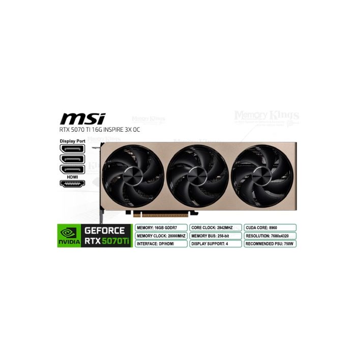 MSI RTX 5070 Ti Inspire - Tarjeta Gráfica 16GB de Alto Rendimiento para Gaming y Creatividad