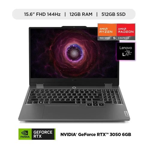 Lenovo Notebook Gaming LOQ 15.6" FHD, Ryzen 5 7235HS, 12GB DDR5, ideal para gamers