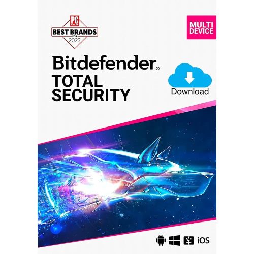 Bitdefender Total Security para 5 dispositivos - Licencia 12 meses, protección antivirus y antimalware completa