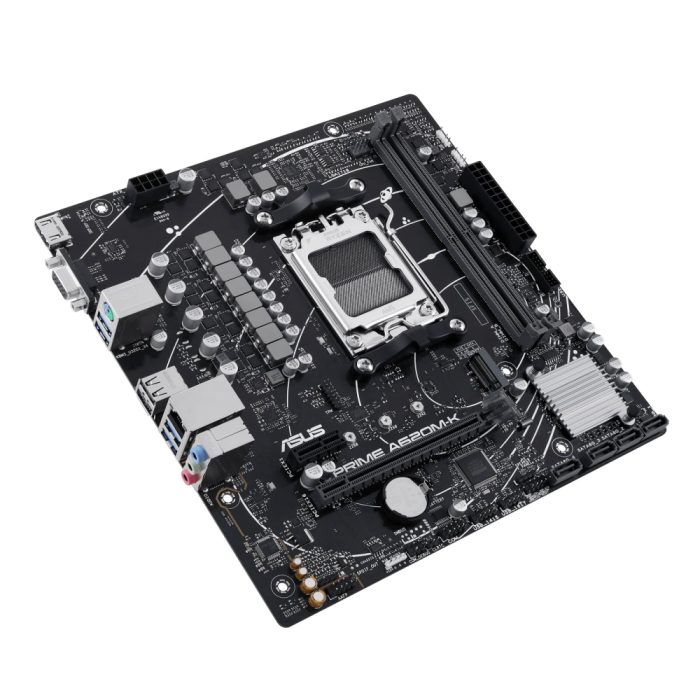 Placa base ASUS Prime A620M-K para AMD, compacta y eficiente, ideal para tu proyecto de PC.