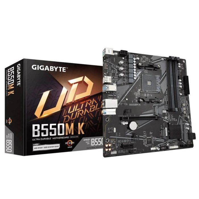 Placa madre Gigabyte B550M K M-ATX, 4 slots DDR4, 4733 MHz OC, HDMI y DP para PCs de alto rendimiento