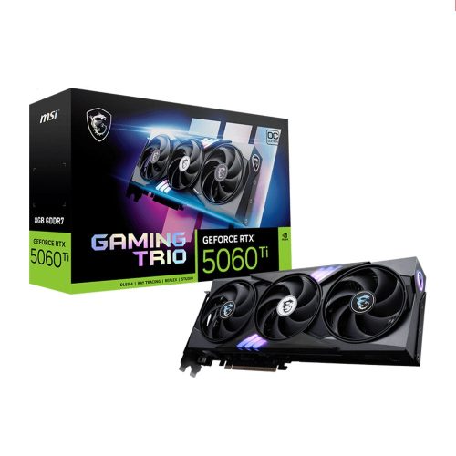 Tarjeta de video MSI RTX 5060 Ti 8GB Gaming Trio OC GDDR7, HDMI y DP, alto rendimiento para gamers