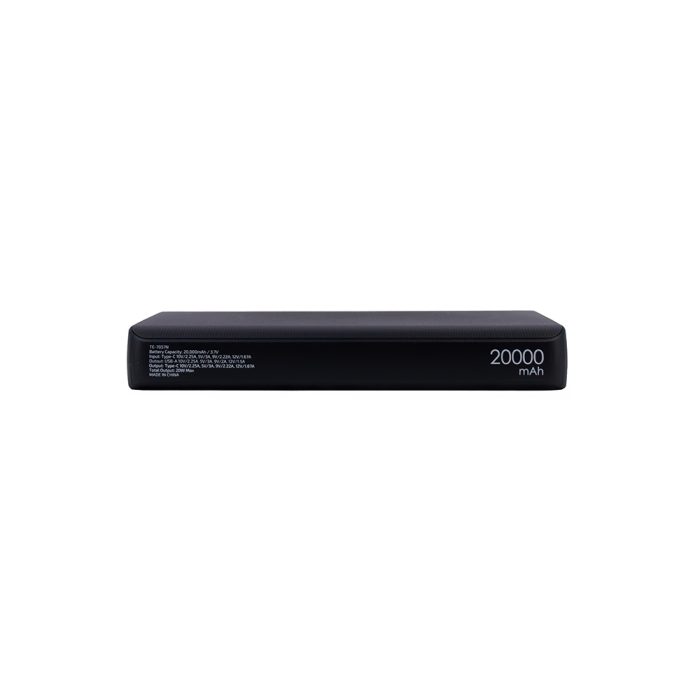 Powerbank TEROS 20000mAh, USB-A y USB-C, carga rápida, color negro - Potencia tu día