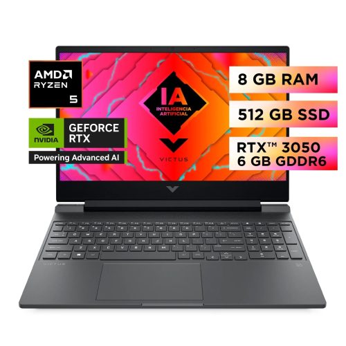 HP Victus 15.6" con AMD Ryzen 5, 8GB DDR5, 512GB SSD y RTX 3050 - Ideal para gaming y productividad