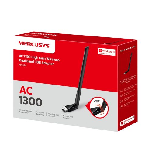 Adaptador WiFi TP-Link Mercusys MA30H AC1300 | Velocidad Alta, Conexión Estable, Fácil Instalación