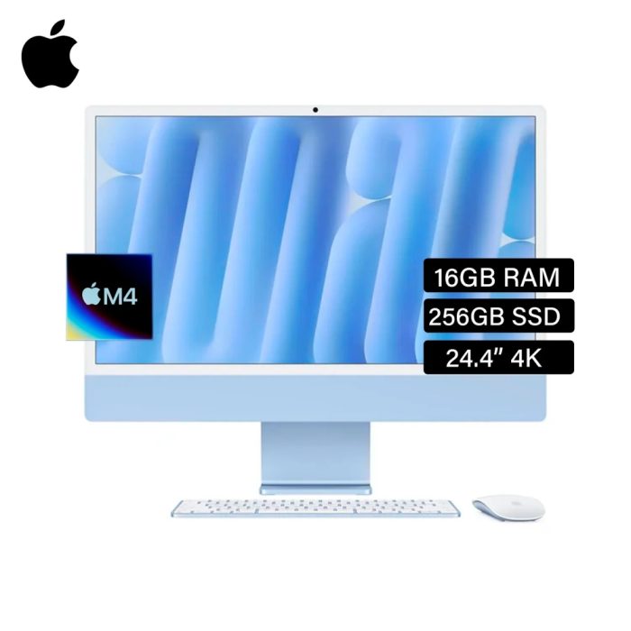 iMac Apple 24" M4 16GB RAM 256GB SSD 4.5K Azul - Todo en Uno Potente para Escritorio con Conectividad WiFi 6
