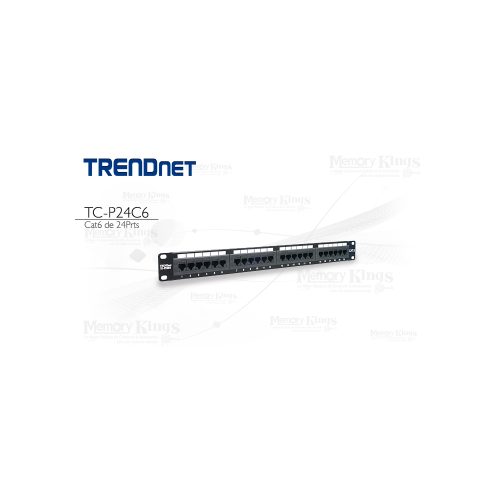 Panel de parcheo Cat6 de 24 puertos Trendnet TC-P24C6 para red Ethernet, alta velocidad y rendimiento fiable
