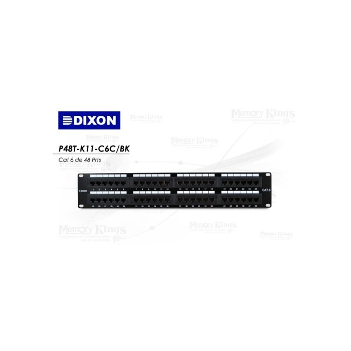 Patch panel CAT6 48 puertos Dixon Tipo 110 para conexión estructurada de red Ethernet