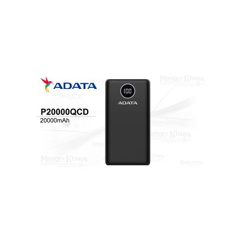 Power Bank ADATA P20000QCD 20000 mAh Negro - Carga Rápida y Alta Capacidad, Ideal para Viajes