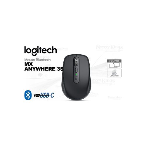 Mouse Logitech MX Anywhere 3S Bluetooth y USB-C, 8K DPI, Color Grafito - Ideal para Trabajo y Viajes