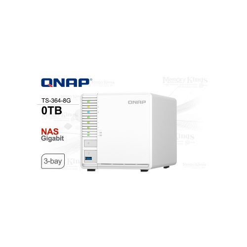 Almacenamiento NAS QNAP TS-364-8G 3 bahías, 0TB, ideal para redes domésticas y pequeñas oficinas