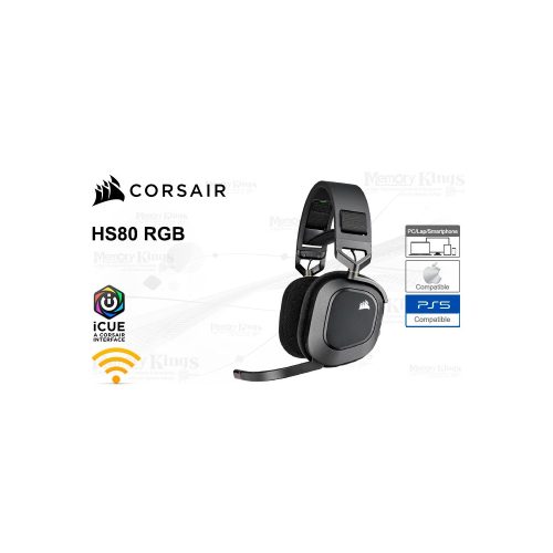Auriculares Corsair HS80 RGB Wireless en negro - Experiencia gaming sin cables y sonido envolvente