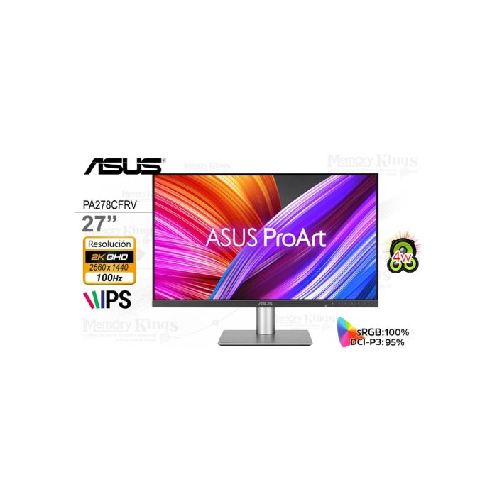 Monitor 27" ASUS ProArt PA278CFRV QHD 2K IPS USB-C con parlante y pivote ajustable
