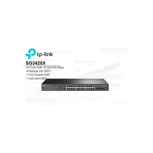 Switch TP-Link SG3428X 24 puertos Gigabit, administración L2, 4 puertos SFP, alto rendimiento