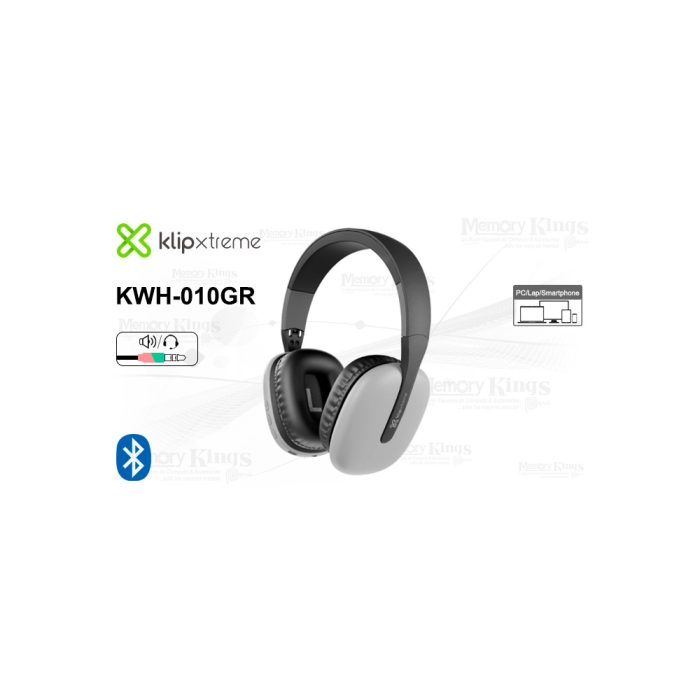 Auriculares Klip Xtreme ZoundTune KWH-010GR en gris, sonido potente, diseño cómodo y portátil
