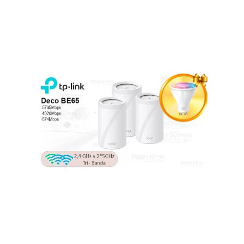 Router TP-Link Mesh Deco BE65, 11000 Mbps, Wifi 7, 3 unidades, conectividad avanzada para tu hogar