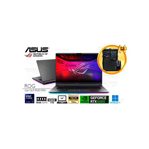 Notebook Gaming ASUS ROG Strix G16, 16” WUXGA IPS, Ultra 9, 16GB DDR5, 5.4GHz, Potencia y Rendimiento